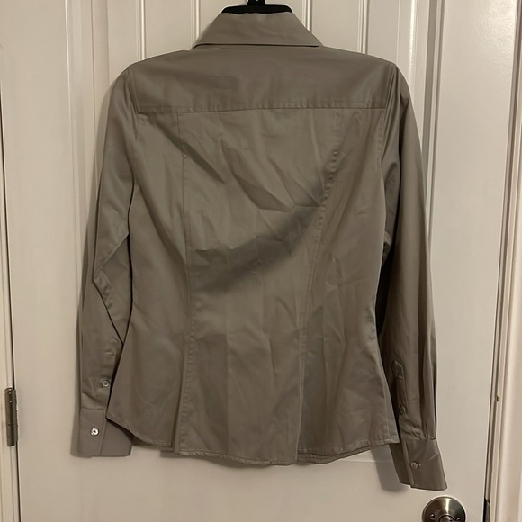 Ann Taylor Plaid Essential Shirt women’s size 4 (S)  metal shiny gray fitted NWT - Picture 10 of 16